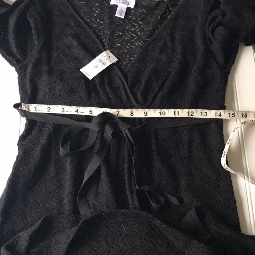 Loft crossover tie waist black lace dress NWT - Picture 6 of 10